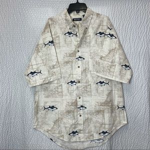Puritan Fish bottom down shirt size L